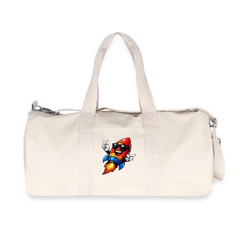Fröhliche Rocket mit Sonnenbrille - Recycelte Canvas-Sporttasche von Stanley/Stella - Naturweiß - Vorne