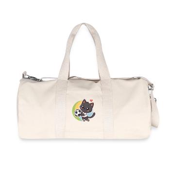 Black Sports Kitten and Soccer - Recycled Canvas Sports Bag by Stanley/Stella - natural - Front