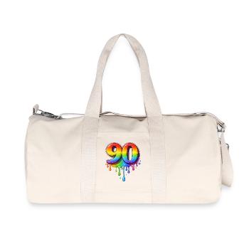 90 Rainbow Retro Number - Recycled Canvas Sports Bag by Stanley/Stella - natural - Front
