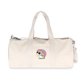 Pastel unicorn in glasses and rainbow - Recycled Canvas Sports Bag by Stanley/Stella - natural - Front