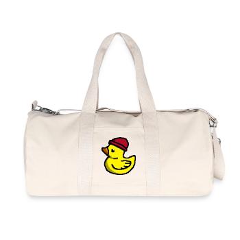 Cute Pixel Duck in Red Beanie - Recycled Canvas Sports Bag by Stanley/Stella - natural - Front