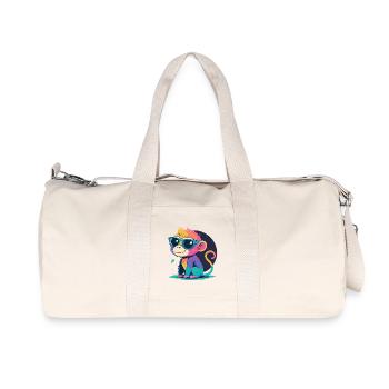 Rainbow Monkey with Glasses - Recycled Canvas Sports Bag by Stanley/Stella - natural - Front