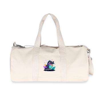 Colorful Raven with Glasses - Recycled Canvas Sports Bag by Stanley/Stella - natural - Front