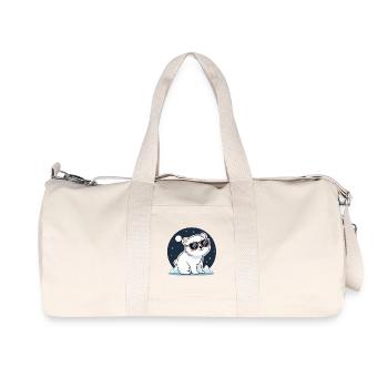 Nachtaktiver Eisbär und Sonnenbrille - Recycelte Canvas-Sporttasche von Stanley/Stella - Naturweiß - Vorne