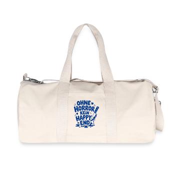 Ohne Horror kein Happy End Spruch - Recycelte Canvas-Sporttasche von Stanley/Stella - Naturweiß - Vorne