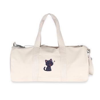 Cartoon Sleeping Black Cat - Recycled Canvas Sports Bag by Stanley/Stella - natural - Front