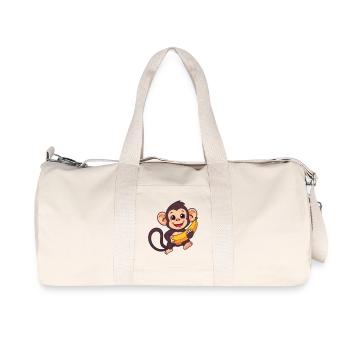 Cute Funny Monkey with Banana Gift - Recycled Canvas Sports Bag by Stanley/Stella - natural - Front