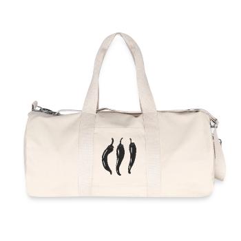 Drei Chili Linienkunst - Recycelte Canvas-Sporttasche von Stanley/Stella - Naturweiß - Vorne