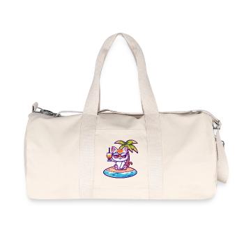 Cat Summer Palm Tree - Recycled Canvas Sports Bag by Stanley/Stella - natural - Front