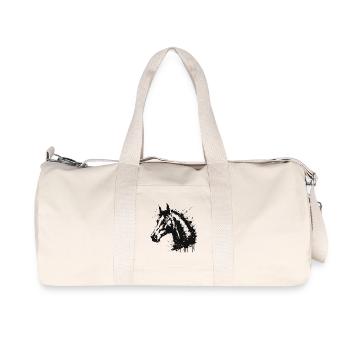Schwarzer Spritzpferdekopf - Recycelte Canvas-Sporttasche von Stanley/Stella - Naturweiß - Vorne