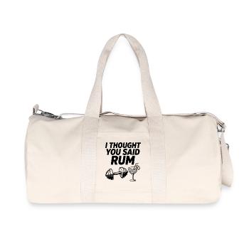 I Thought You Said Rum Fitness Spruch - Recycelte Canvas-Sporttasche von Stanley/Stella - Naturweiß - Vorne