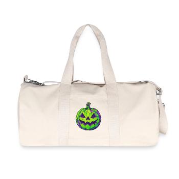 Gruen Lila Halloween Mosaik Kuerbis - Recycelte Canvas-Sporttasche von Stanley/Stella - Naturweiß - Vorne