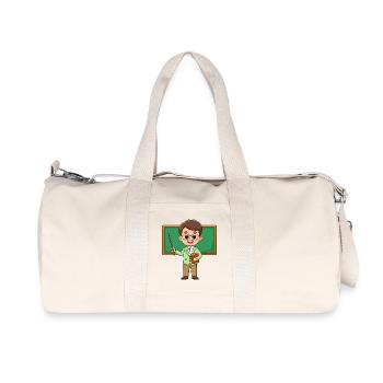 Comic teacher with glasses at blackboard – school - Recycled Canvas Sports Bag by Stanley/Stella - natural - Front