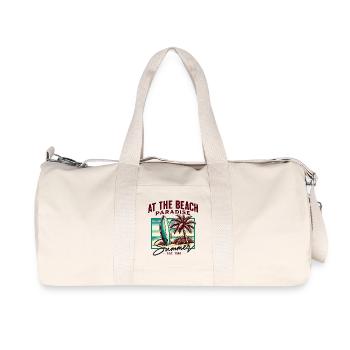 Summer Paradise on the Beach Retro Surf - Recycled Canvas Sports Bag by Stanley/Stella - natural - Front