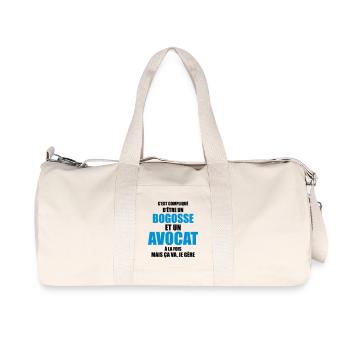 c'est compliqué d'être un bogosse et avocat - Sac de sport en toile recyclée Stanley/Stella - blanc naturel - Devant