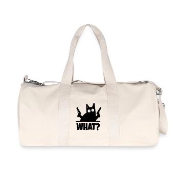 Black Cat What? Humor Gift Funny - Recycled Canvas Sports Bag by Stanley/Stella - natural - Front