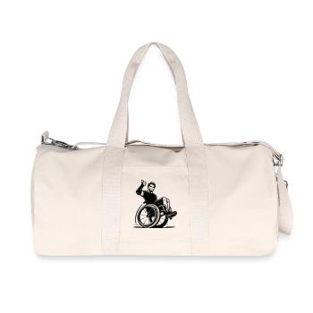 Männlicher Rollstuhlfahrer mit Daumen nach oben # - Recycelte Canvas-Sporttasche von Stanley/Stella - Naturweiß - Vorne