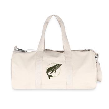 Buckelwal: Save the Whales, Save the Ocean - Recycelte Canvas-Sporttasche von Stanley/Stella - Naturweiß - Vorne