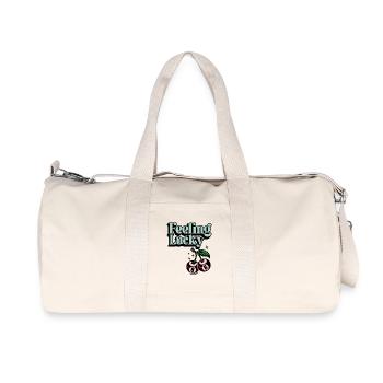 Cerises porte-bonheur Se sentir chanceux dans un look rétro - Sac de sport en toile recyclée Stanley/Stella - blanc naturel - Devant