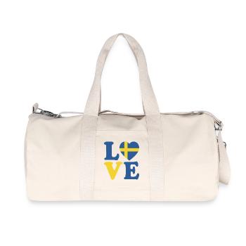 Black and White Sweden Flag Heart Shaped Design - Recycled Canvas Sports Bag by Stanley/Stella - natural - Front