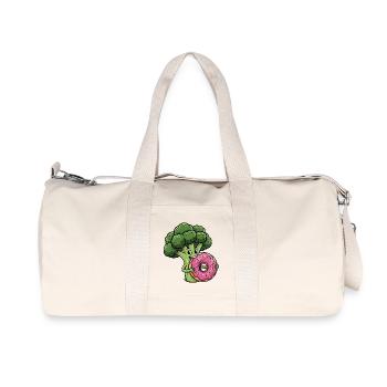 Sweet Broccoli Cartoon Donut Dessert Vegetables - Recycled Canvas Sports Bag by Stanley/Stella - natural - Front