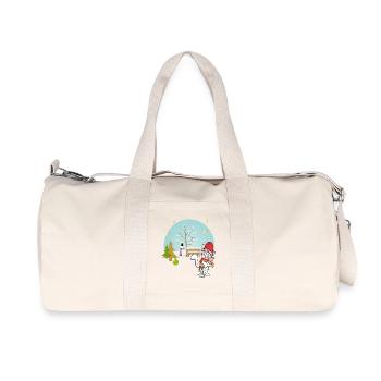 Chat avec ours en peluche en hiver - Sac de sport en toile recyclée Stanley/Stella - blanc naturel - Devant
