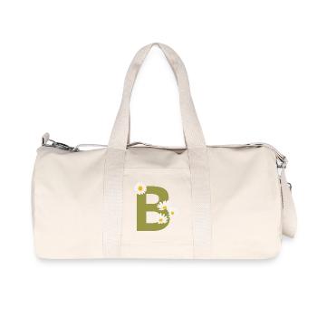 Buchstabe b grüne Gänseblümchen - Recycelte Canvas-Sporttasche von Stanley/Stella - Naturweiß - Vorne