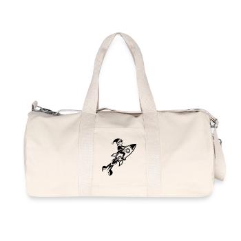 Wichtel auf Rakete fliegend Cartoon Design - Recycelte Canvas-Sporttasche von Stanley/Stella - Naturweiß - Vorne