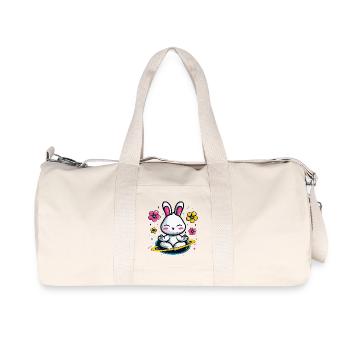 Moon Bunny in the Flower Circle - Recycled Canvas Sports Bag by Stanley/Stella - natural - Front