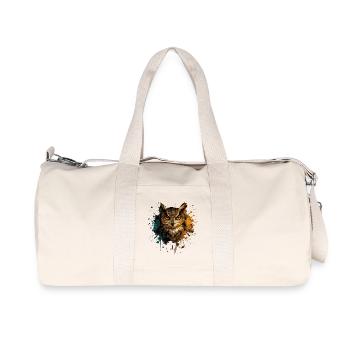 Owl Watercolor – Color Splash Animal Art - Recycled Canvas Sports Bag by Stanley/Stella - natural - Front
