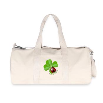 Good Luck Clover with Ladybug | Lucky Charm Art - Recycled Canvas Sports Bag by Stanley/Stella - natural - Front