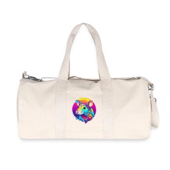 Rat néon psychédélique avec des fleurs - Sac de sport en toile recyclée Stanley/Stella - blanc naturel - Devant