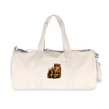 Scottish wildcat with whisky barrel - Recycled Canvas Sports Bag by Stanley/Stella - natural - Front