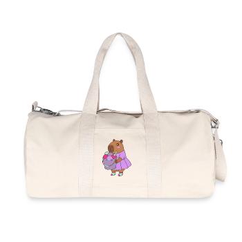 Kawaii Cute Capybara Sweet Treat –Summer art - Recycled Canvas Sports Bag by Stanley/Stella - natural - Front