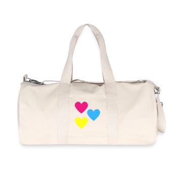 Tricolor Hearts Pop Print - Recycled Canvas Sports Bag by Stanley/Stella - natural - Front