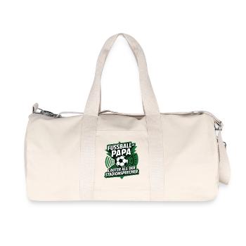 Fussball Papa Stadionsprecher - Recycelte Canvas-Sporttasche von Stanley/Stella - Naturweiß - Vorne