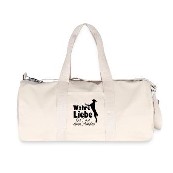 Wahre Liebe - Hund Haustier Tier Geschenk Spruch - Recycelte Canvas-Sporttasche von Stanley/Stella - Naturweiß - Vorne
