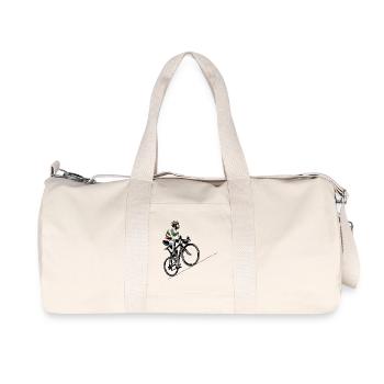 Cyclist with Italian flag - Recycled Canvas Sports Bag by Stanley/Stella - natural - Front