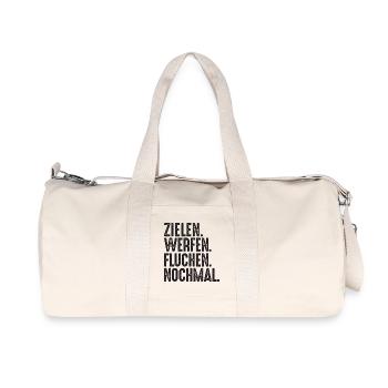 Zielen Werfen Fluchen Nochmal Spruch Bouler - Recycelte Canvas-Sporttasche von Stanley/Stella - Naturweiß - Vorne