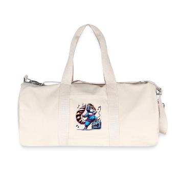 Cheerful chipmunk with headphones - Recycled Canvas Sports Bag by Stanley/Stella - natural - Front