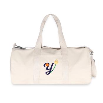 Eleganter Buchstabe 'Y' mit Blumen - Recycelte Canvas-Sporttasche von Stanley/Stella - Naturweiß - Vorne