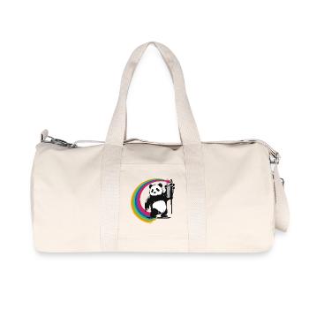 Panda im Stencil-Stil, der eine Sprühdose hält - Recycelte Canvas-Sporttasche von Stanley/Stella - Naturweiß - Vorne