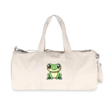 cute frog - Green - Cheerful design. - Recycled Canvas Sports Bag by Stanley/Stella - natural - Front