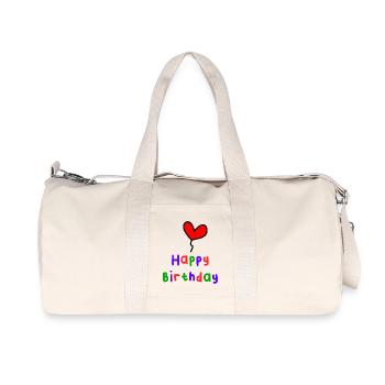 ALLES GUTE ZUM GEBURTSTAG. ALLES GUTE ZUM GEBURTSTAG. JAHRESTAG. - Recycelte Canvas-Sporttasche von Stanley/Stella - Naturweiß - Vorne