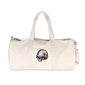 Schädel mit kopfhörer - Recycelte Canvas-Sporttasche von Stanley/Stella - Naturweiß - Vorne