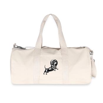 Dackel im Weltraum - Cooles Astronomie-Logo - Recycelte Canvas-Sporttasche von Stanley/Stella - Naturweiß - Vorne