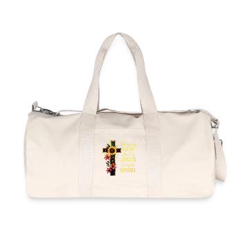 Loved By Jesus Christian Cross - Recycled Canvas Sports Bag by Stanley/Stella - natural - Front