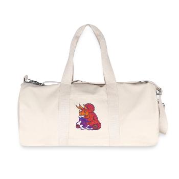 Knit Dino Triceratops Neon Gradient - Recycled Canvas Sports Bag by Stanley/Stella - natural - Front