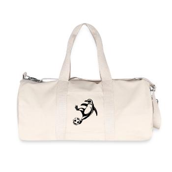 Penguin Soccer Player Silhouette Soccer Goal Kick - Recycled Canvas Sports Bag by Stanley/Stella - natural - Front