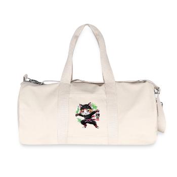 Japanese Kawaii Ninja Cat - Recycled Canvas Sports Bag by Stanley/Stella - natural - Front